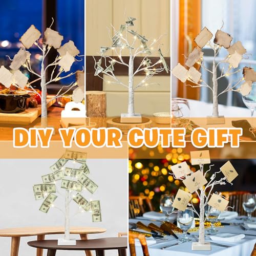 Lighted Birch Tree Christmas Decorations, 2Pack 24 LED Artificial White Trees with Lights S76311