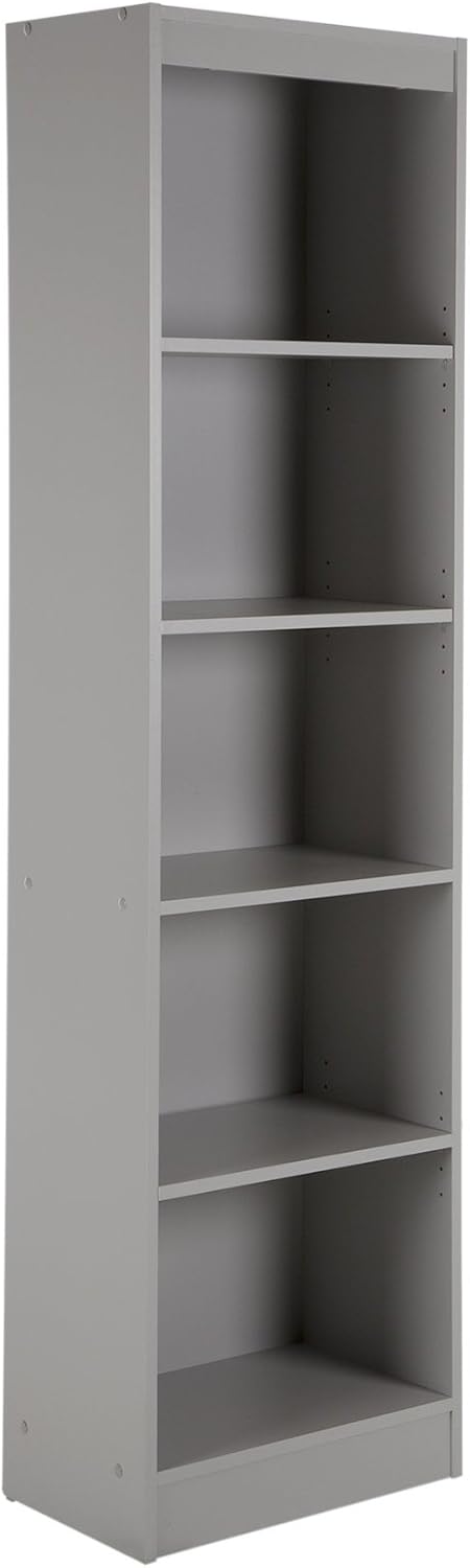 5-Shelf Narrow Bookcase Pure White T513391