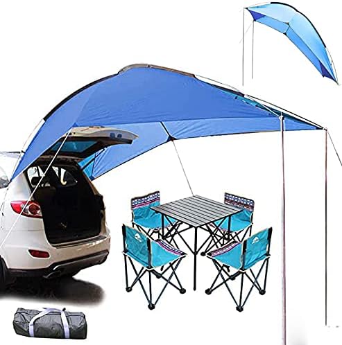 Portable Camping Car Tail Tent Multi-Person Awning Sunshade Blue T4107