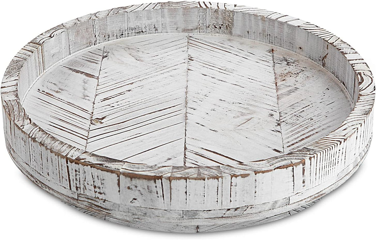 White Round Wood Lazy Susan 12 Inch I13897