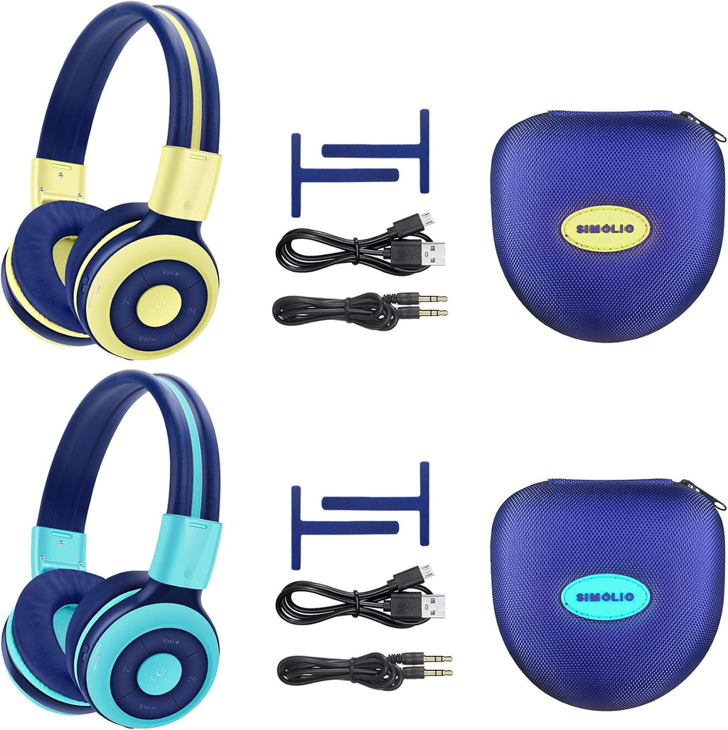 2 Pack Kids Wireless Bluetooth Headphones with Volume Limit, Mic & Hard Case N112251