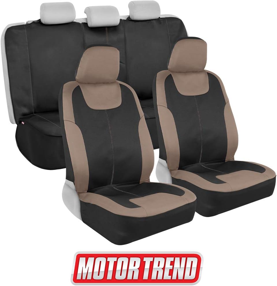 Beige Waterproof Car Seat Covers Full Set M129
