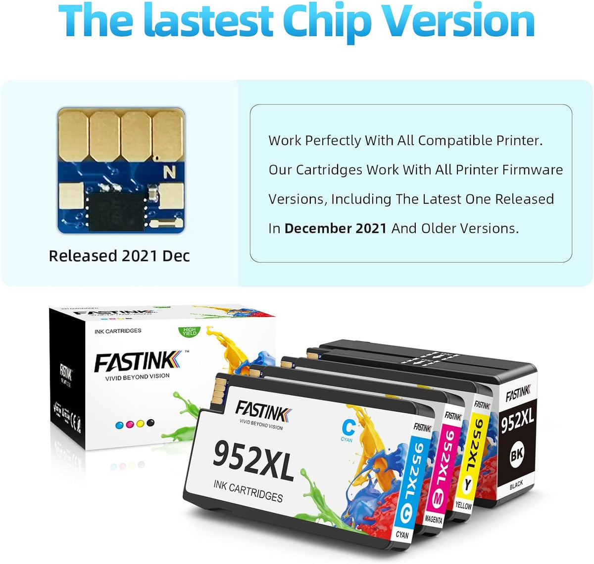 Compatible 952XL High Yield Ink Cartridges 4-Pack U19946