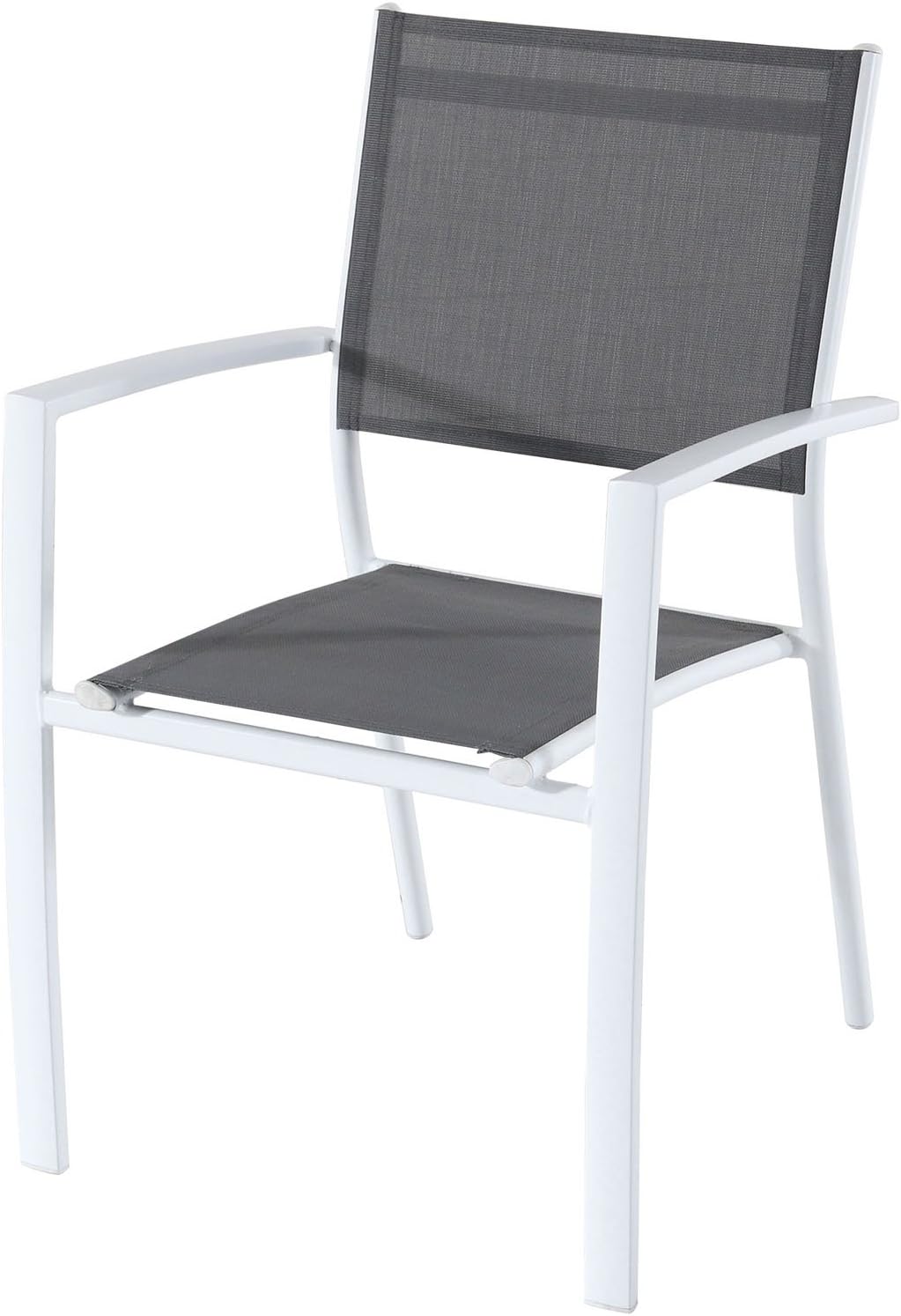 7-Piece Gray White Sling Chairs and Dining Table Outdoor Furniture I539526