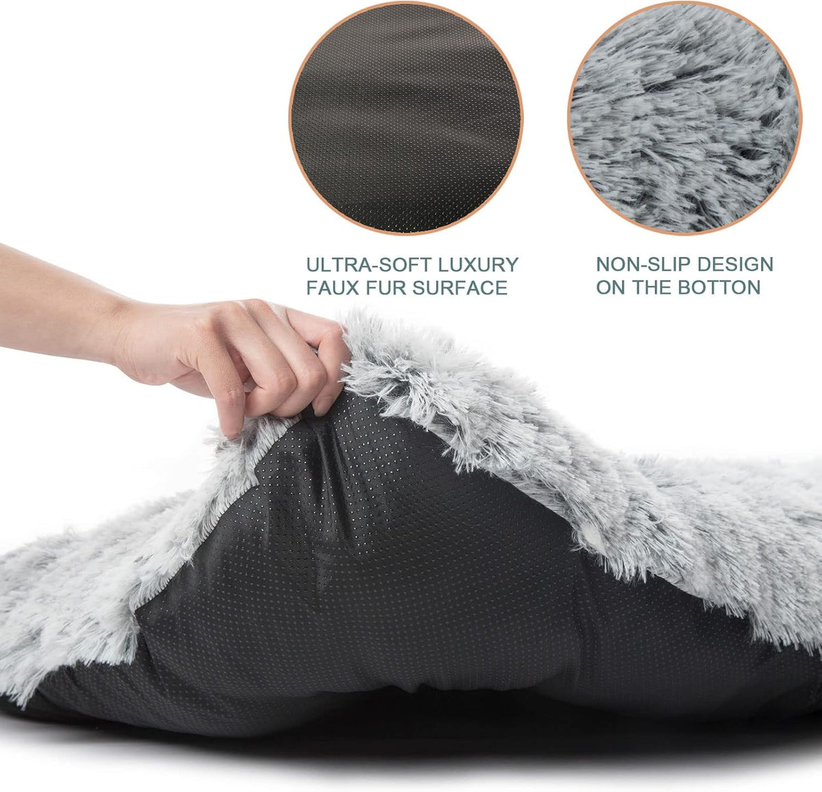 Large Plush Washable Dog Bed with Anti-Slip Bottom Y729919