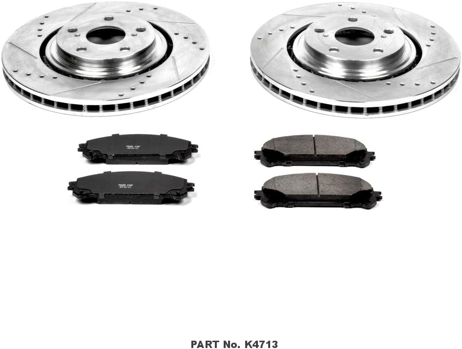 Front Z23 Carbon Fiber Brake Pads with Drilled & Slotted Brake Rotors Kit D32902