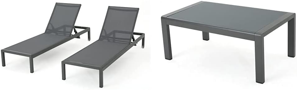 Grey Aluminum Chaise Lounges 2 Pcs Set T25660