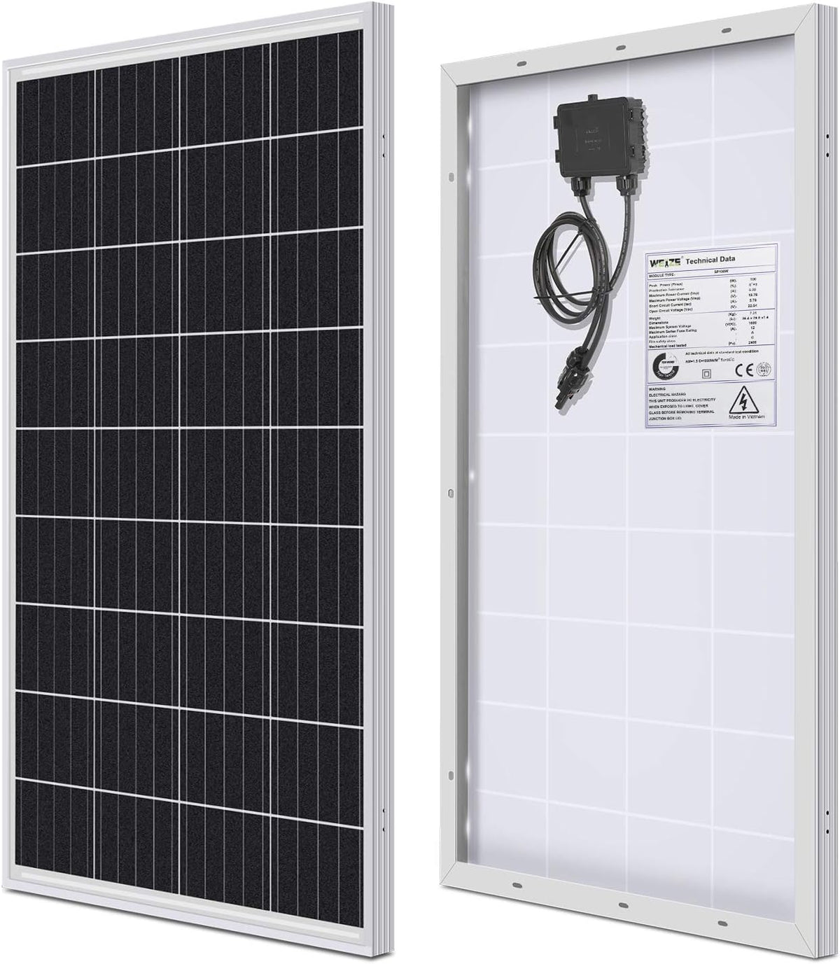100 Watt 12 Volt Monocrystalline Solar Panel E7125