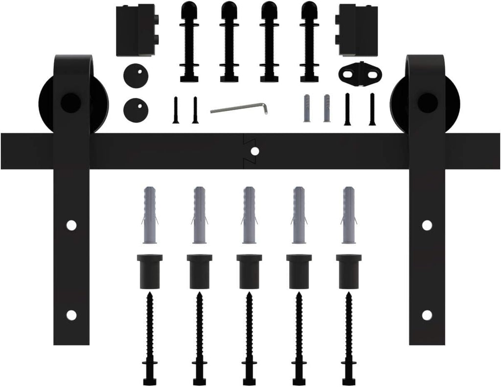 6.6ft Sliding Barn Door Hardware Kit Carbon Steel K597