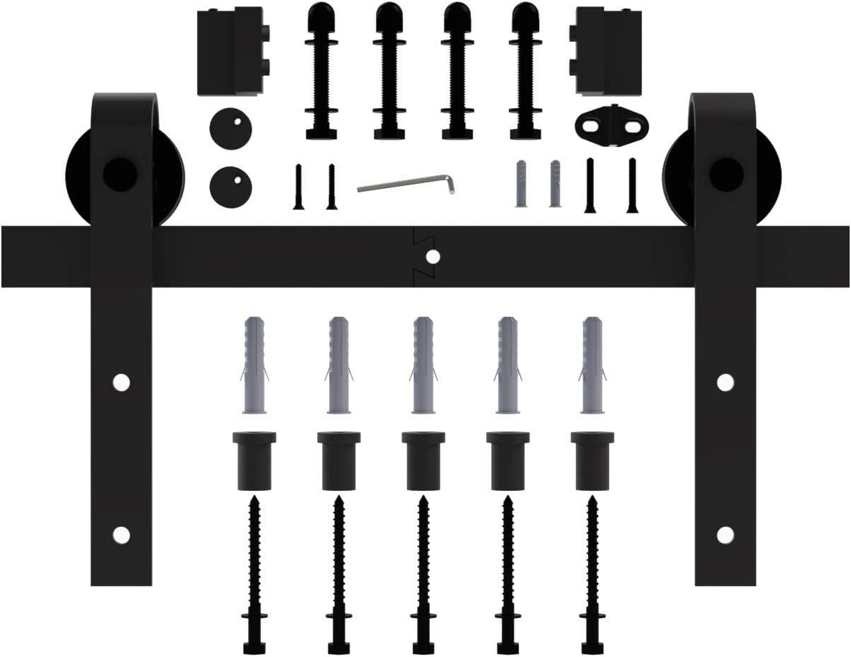 6.6ft Sliding Barn Door Hardware Kit Carbon Steel K597