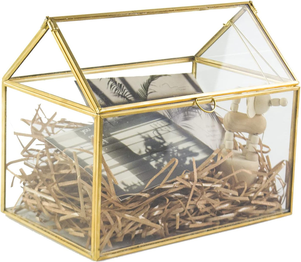 Gold Glass Card Box with Lid X65153