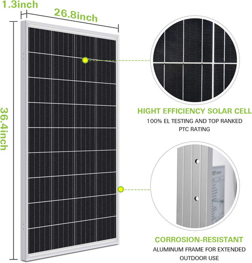 100 Watt 12 Volt Monocrystalline Solar Panel E7125