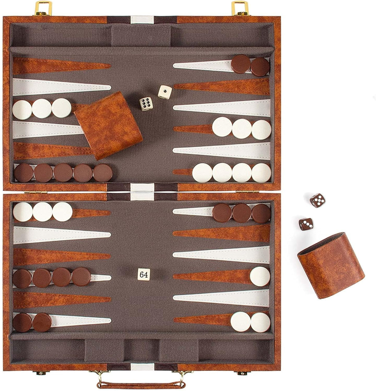 15 Inches Classic Backgammon Set with Leather Case O256671