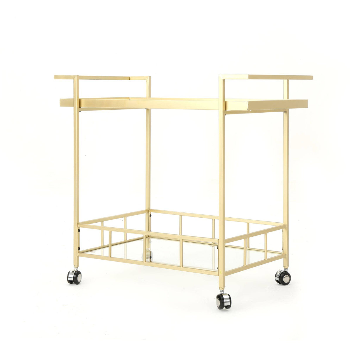 Gold and Clear Contemporary Indoor Bar Cart Q340