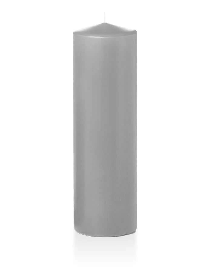 Set of 12 Light Gray Pillar Candles Y900861