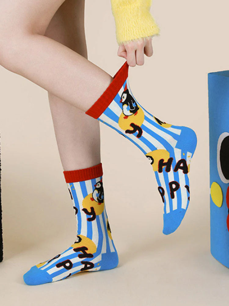 Cute Cartoon Penguin Polka Dot Socks Z434