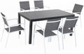 7-Piece Gray White Sling Chairs and Dining Table Outdoor Furniture I539526