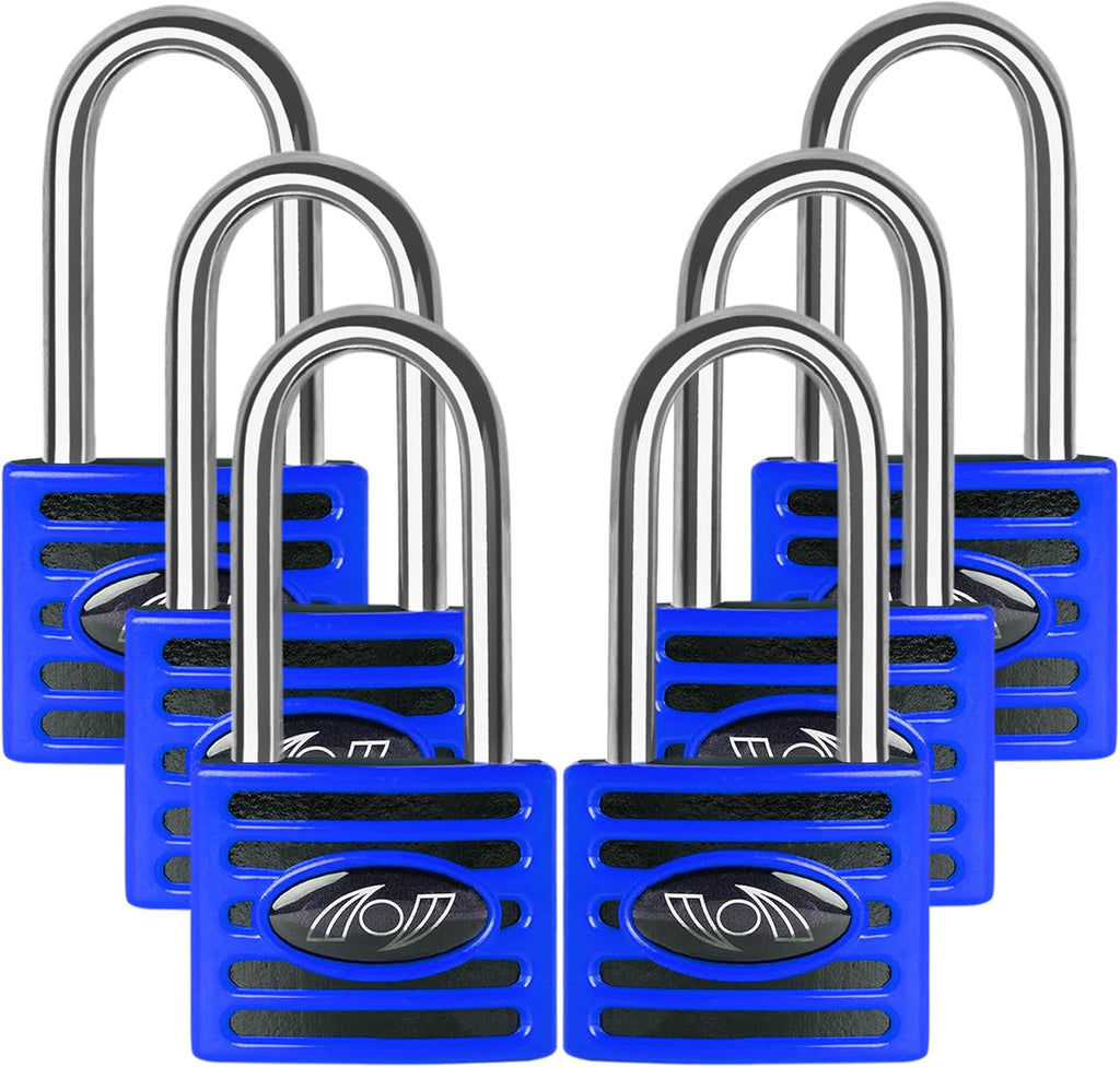 2.5 Inch Long Shackle Keyed Alike Padlocks 6 Pack Red R58909