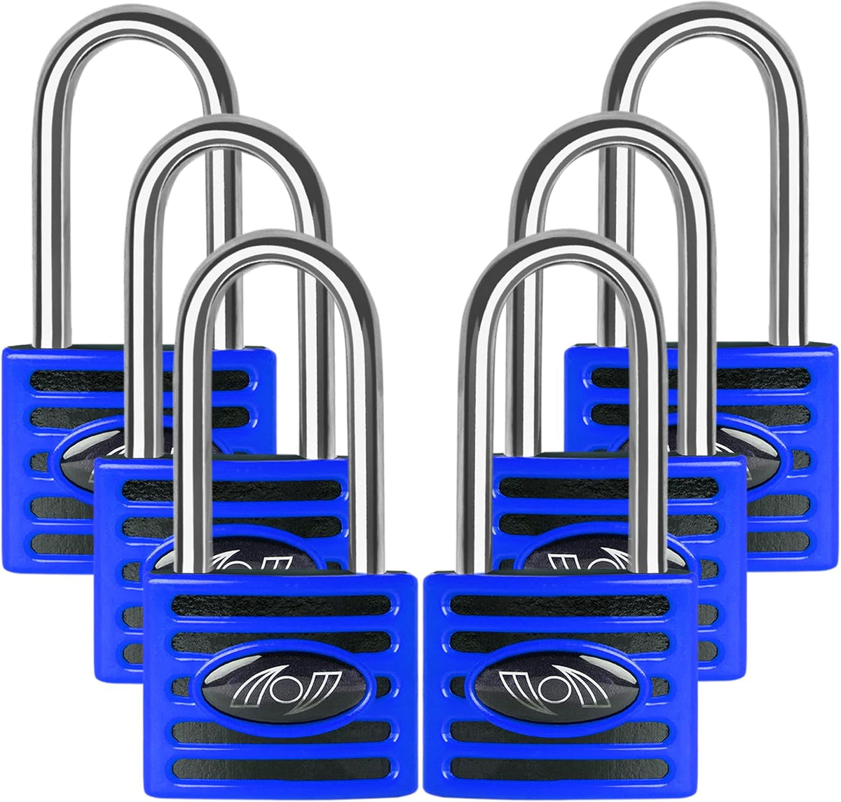 2.5 Inch Long Shackle Keyed Alike Padlocks 6 Pack Red R58909