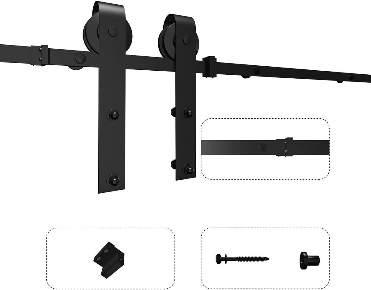6.6ft Sliding Barn Door Hardware Kit Carbon Steel K597