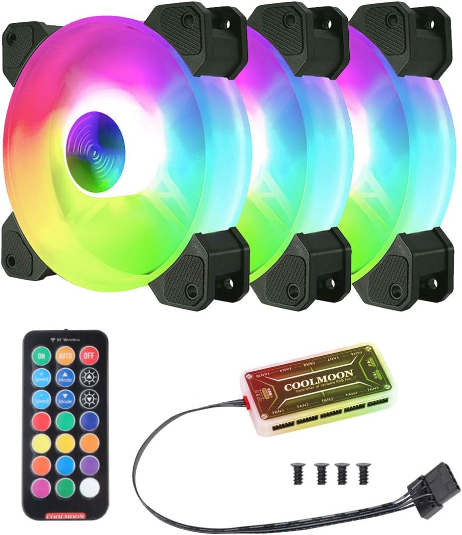 6pcs 120mm RGB Computer Case Fans with Controller Y688