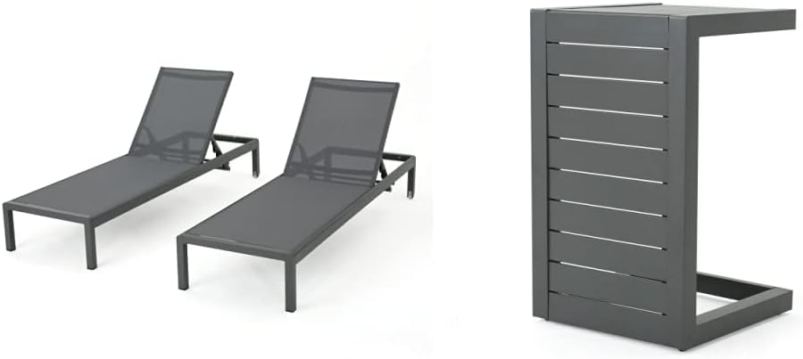 Grey Aluminum Chaise Lounges 2 Pcs Set T25660