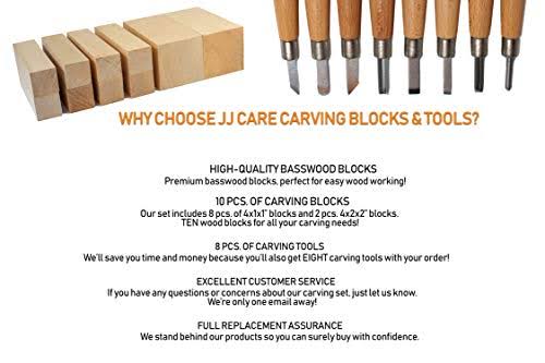 Wood Carving Kit with 10 Basswood Blocks and 8 Piece Set C734125