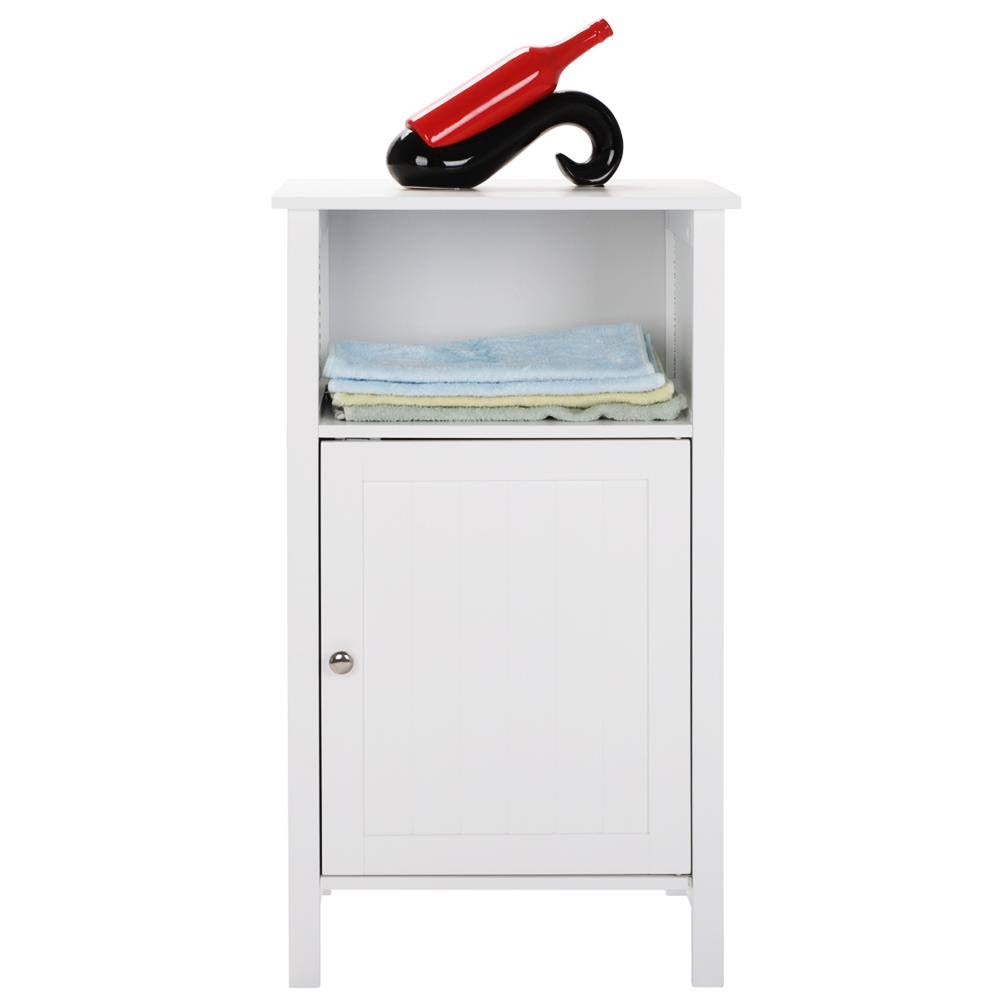 White Wooden Bathroom Floor Cabinet with Adjustable Shelf V23898