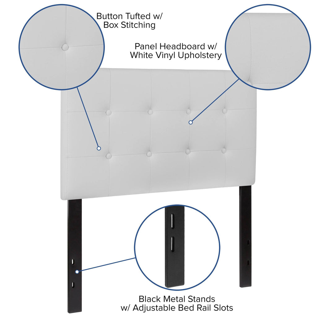 White Upholstered Panel Headboard, Twin O401