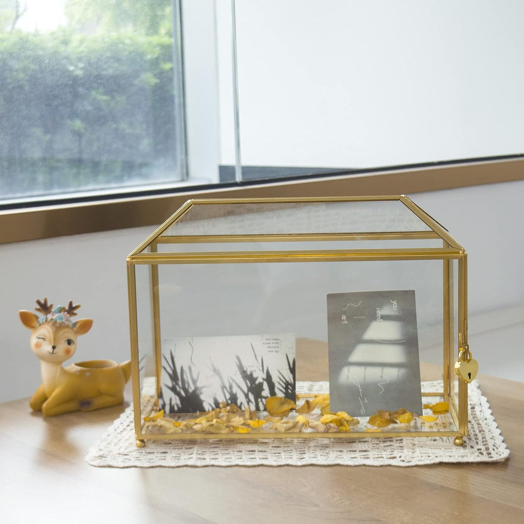 Gold Glass Card Box with Lid X65153
