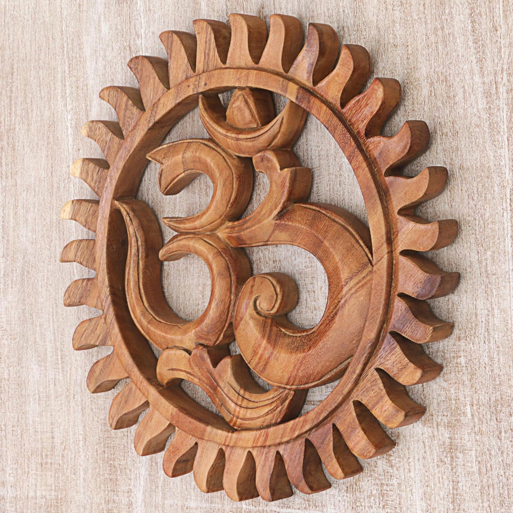 Brown Hand Crafted Suar Wood Relief Panel I63343