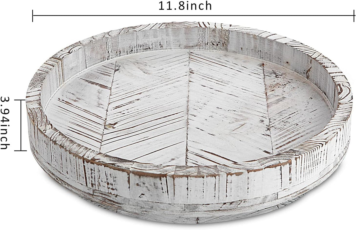 White Round Wood Lazy Susan 12 Inch I13897