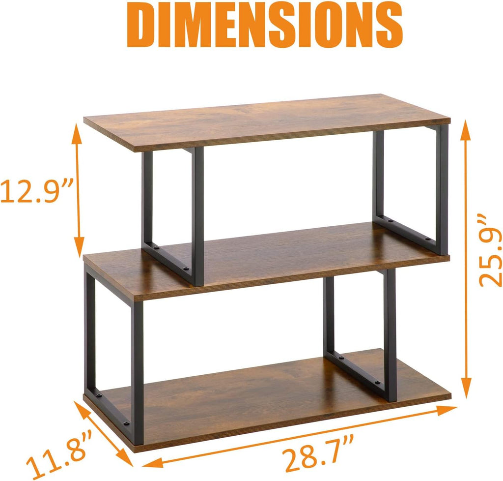 2-Tier S-Shaped Wooden Bookshelf C205