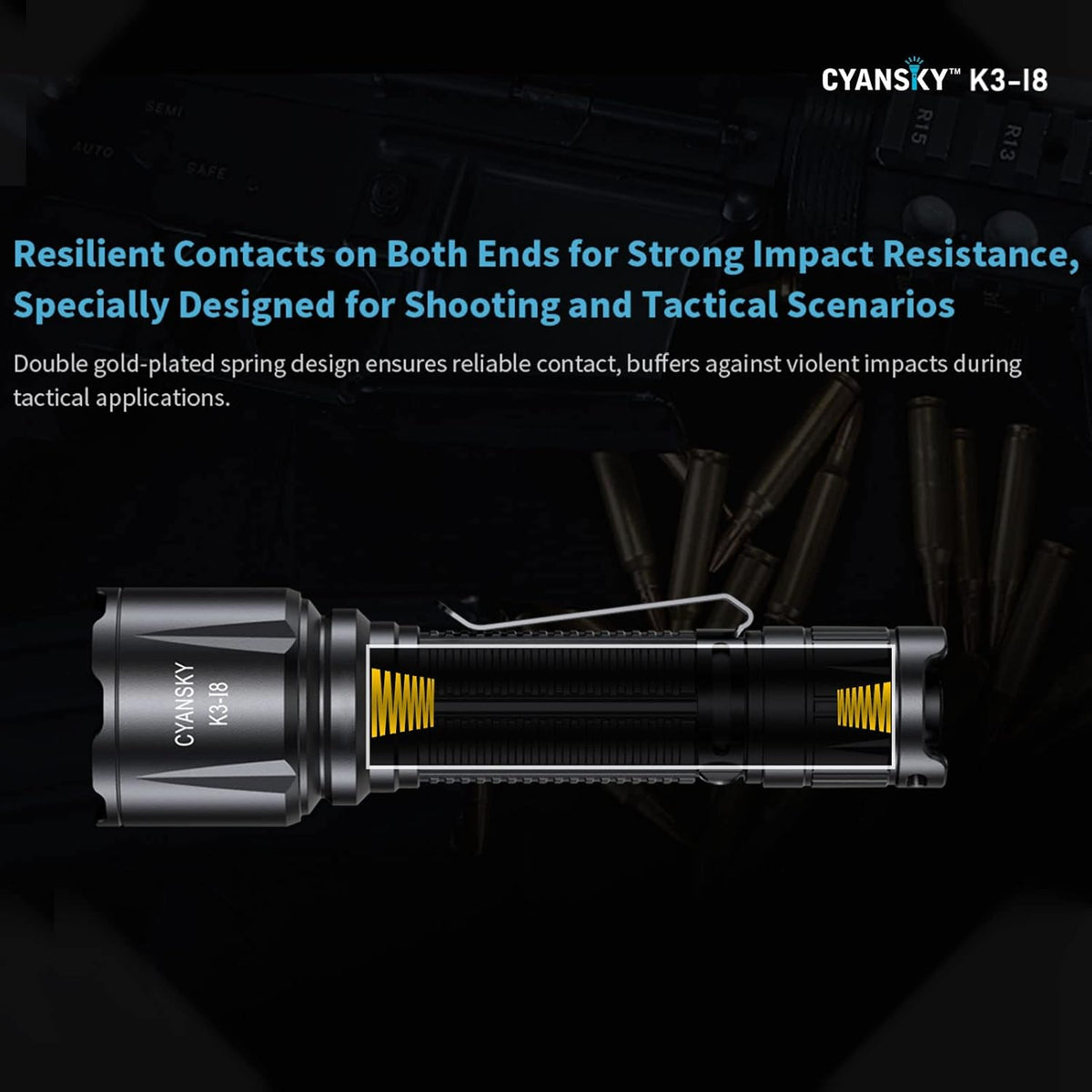 1600 High Lumens Tactical Flashlight with CREE LED, 5 Modes, USB C Rechargeable I847