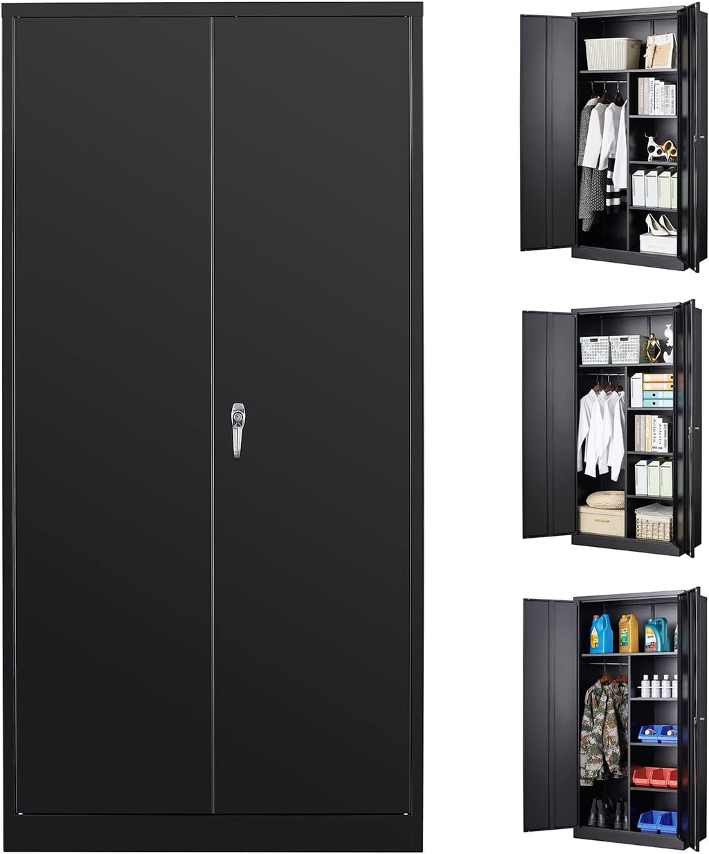 42” Tall Steel Storage Cabinet with Locking Door and 2 Adjustable Shelves I7038