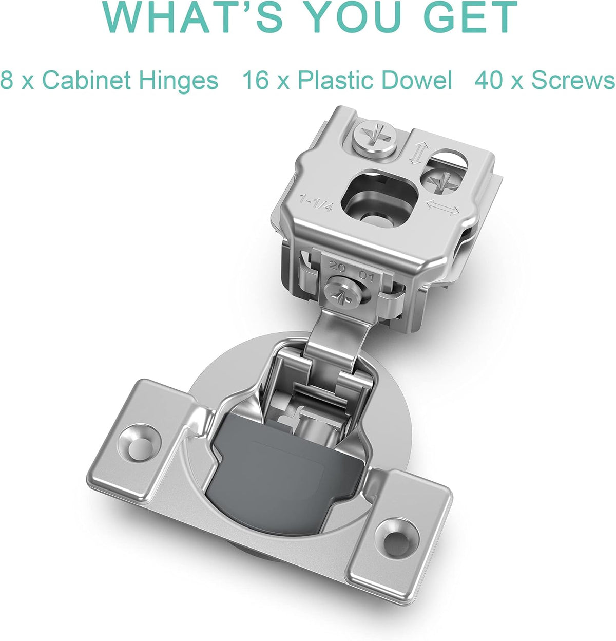 8 Pack Soft Close Adjustable Cabinet Hinge J82444