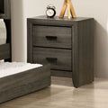 Grey Solid Wood 2-Drawer Nightstand N902