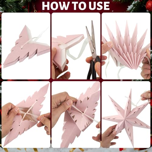 Flocked Paper Star Lantern 12 inch Foldable A6304