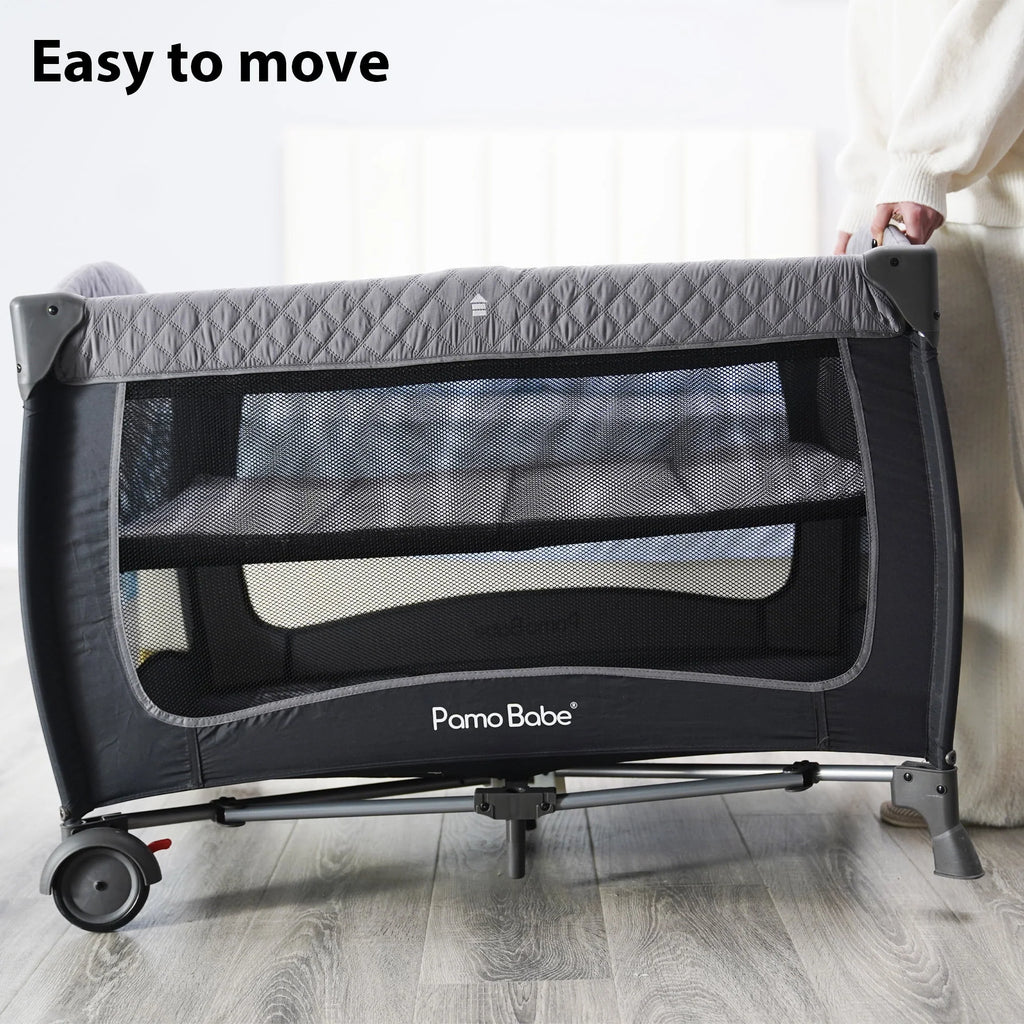 Portable Baby Play Yard with Wheels, Canopy, Changing Table L432574