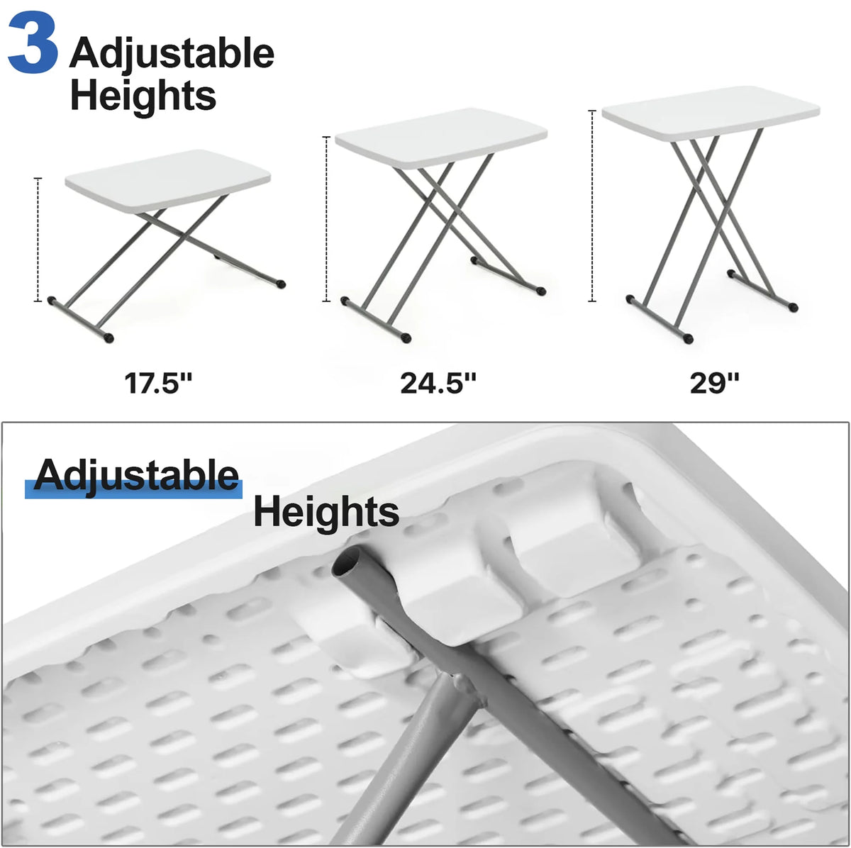 Portable Folding TV Tray Table White 30 Inch O812753