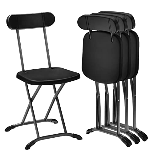 Black 400lbs Plastic Folding Chair Set with Steel Frame K42702