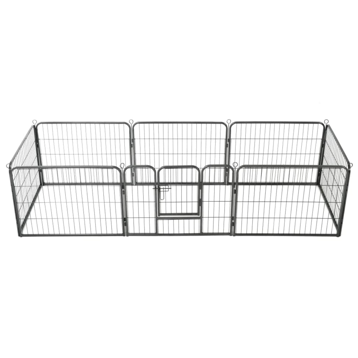 Black 8 Panel Steel Dog Playpen Y47205