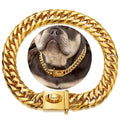 Gold Chain Dog Collar 16MM Cuban Link with Snap Buckle R750