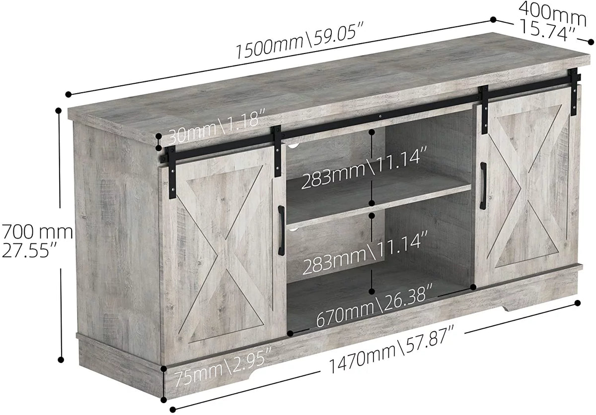 59" Sliding Barn Door TV Stand B314
