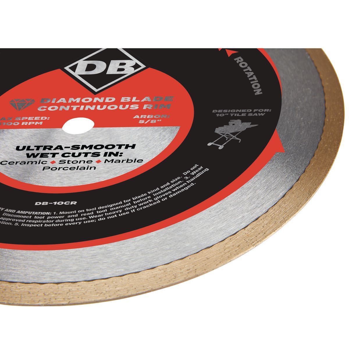 10 in. Continuous Rim Wet Cut Diamond Blade V424501
