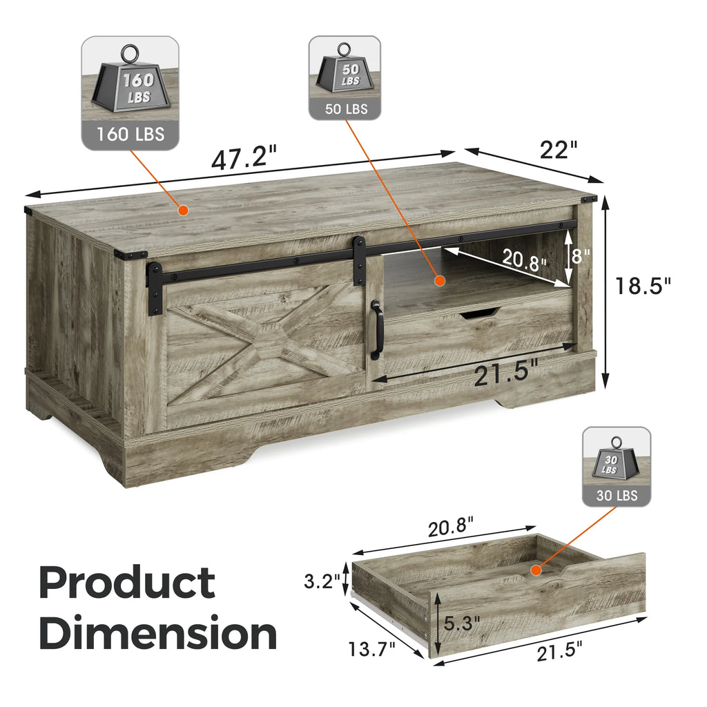 Light Gray Rectangular Coffee Table A147