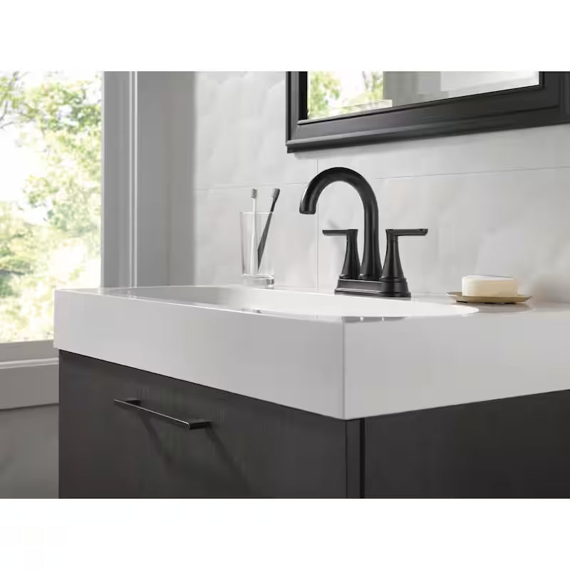4 in. Centerset Double Handle Bathroom Faucet Matte Black U6216