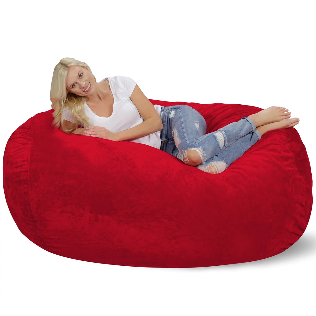 Memory Foam Lounger with Ultra Fur Cover, 6 ft, Ultra Fur Red U4381