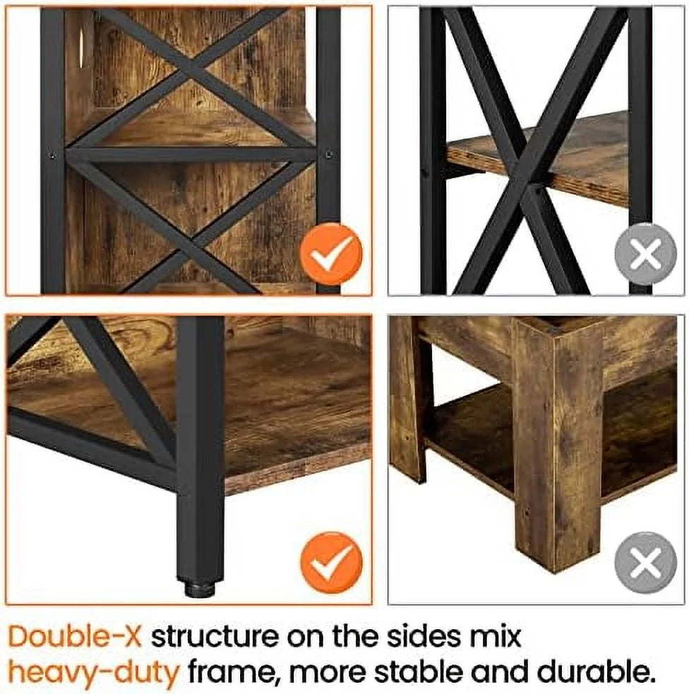 Industrial Wood and Metal TV Stand with Cabinet T317