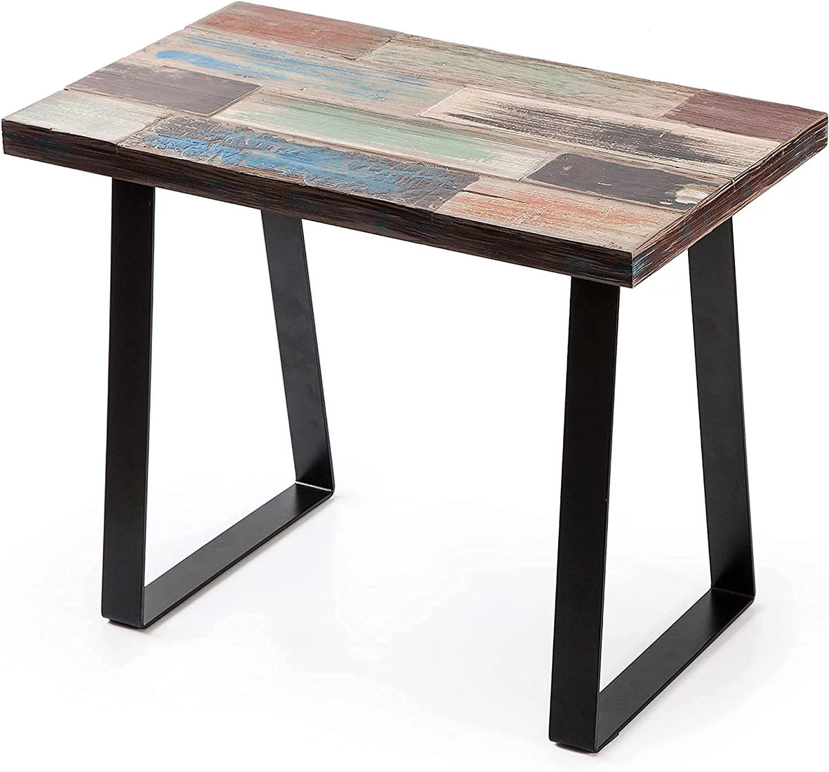 Reclaimed Wood End Table with Iron Legs R618